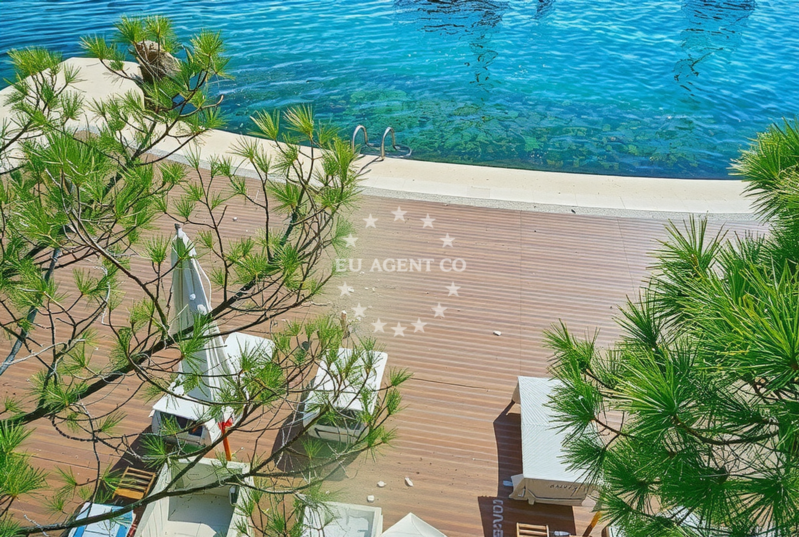 Shoreline and swimming area at Royal, Opatija Beach in Royal