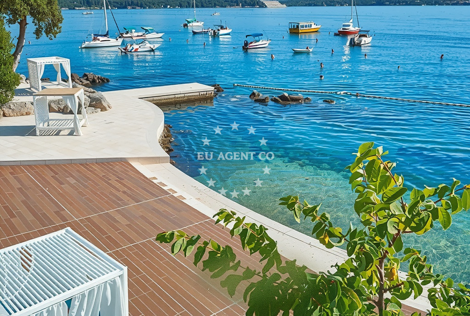 Sea and coastal view of Royal, Opatija Beach in Royal
