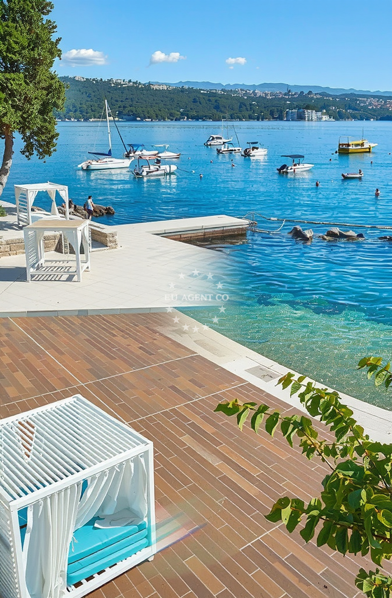 Beach facilities and surroundings at Royal, Opatija Beach in Royal