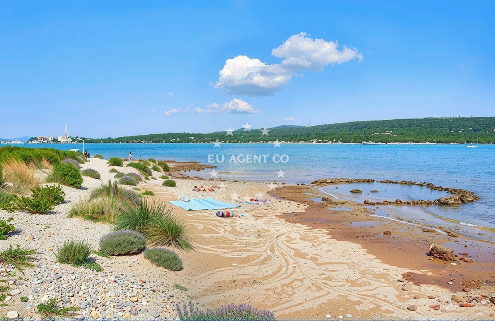 Sea and coastal view of Rt Lopari, Nerezine (Lošinj) Beach in Rt Lopari