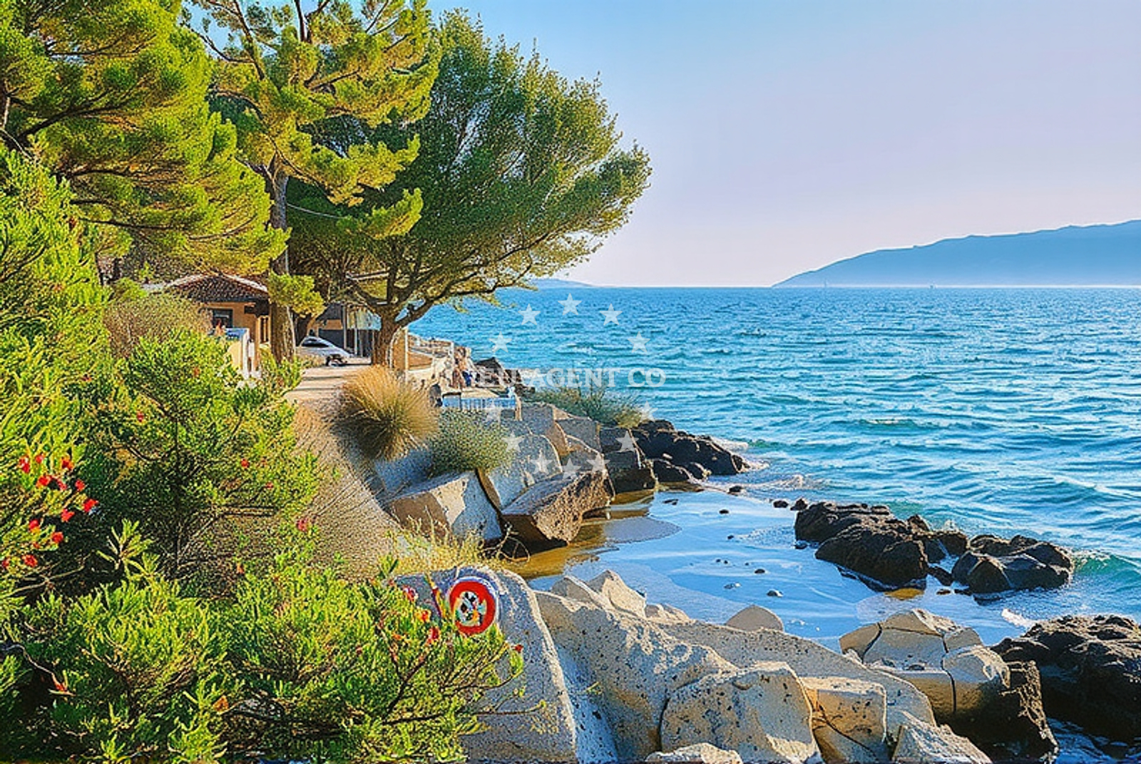 Shoreline and swimming area at Rt Okrug, Okrug Donji (Čiovo) Beach in Rt Okrug