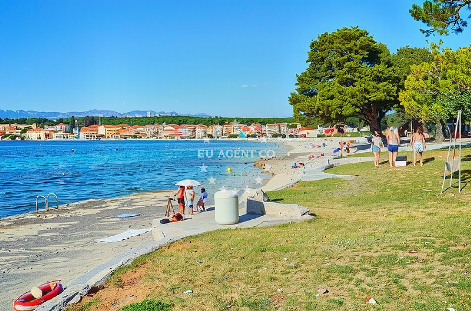 Beach facilities and surroundings at Rt Radman, Petrčane Beach in Rt Radman