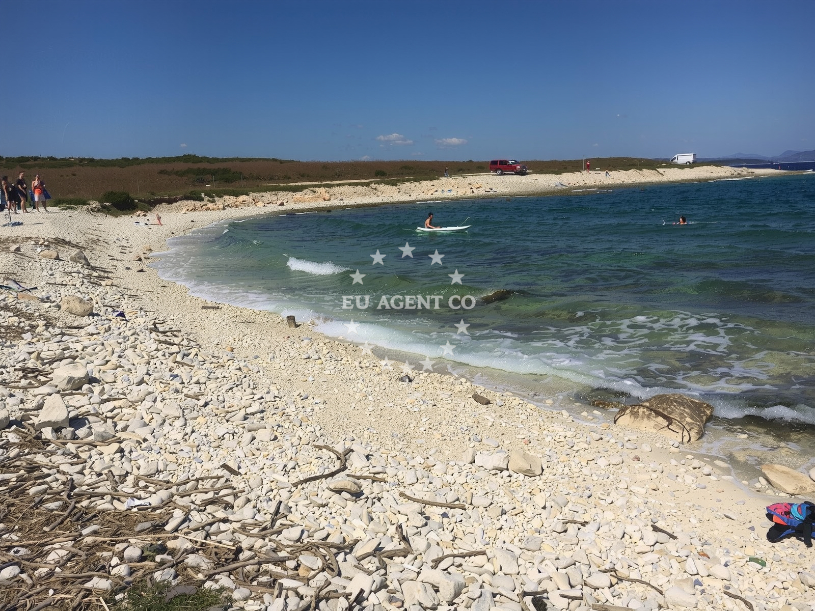 Shoreline and swimming area at Rt Uljeva beach in Uvala Kuje, Liznjan, Pula