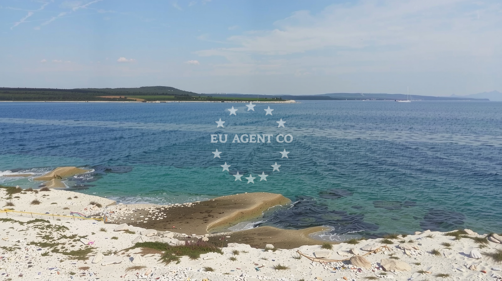 Sea and coastal view of Rt Uljeva beach in Uvala Kuje, Liznjan, Pula