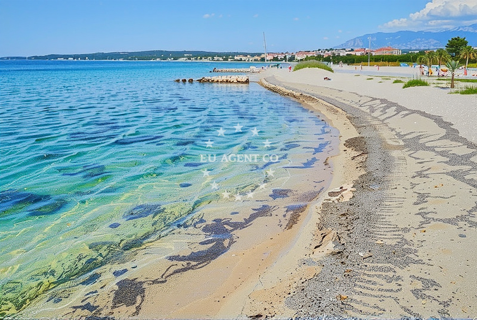 Shoreline and swimming area at rt Vrtlić, Novalja (Pag) Beach in rt Vrtlić