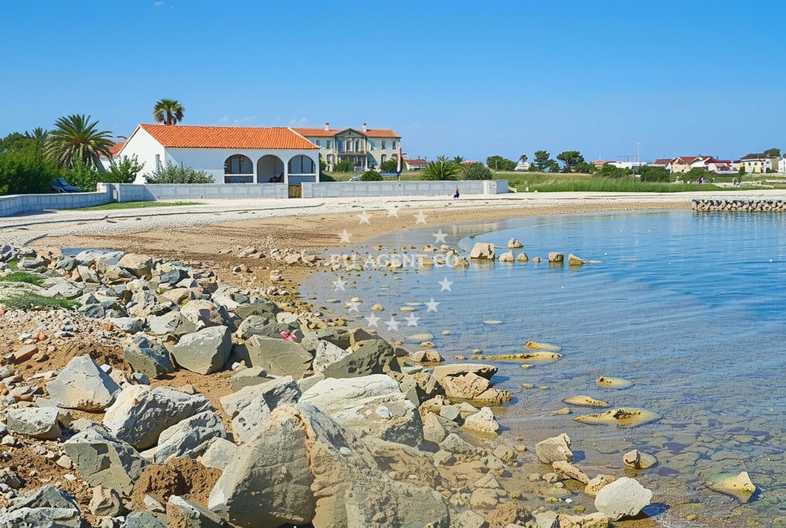Shoreline and swimming area at Rtina, Vir (Vir) Beach in Rtina