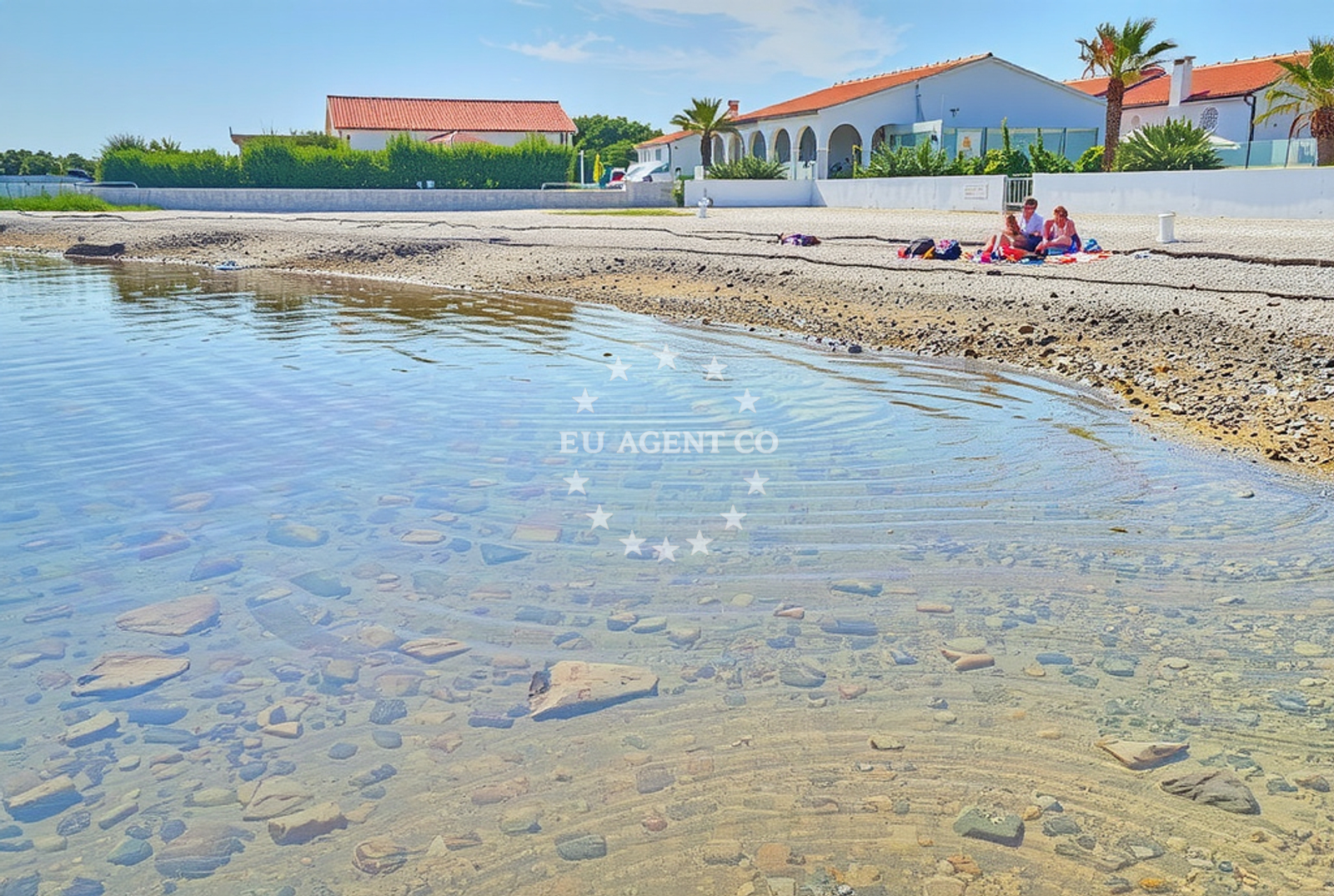 Beach facilities and surroundings at Rtina, Vir (Vir) Beach in Rtina