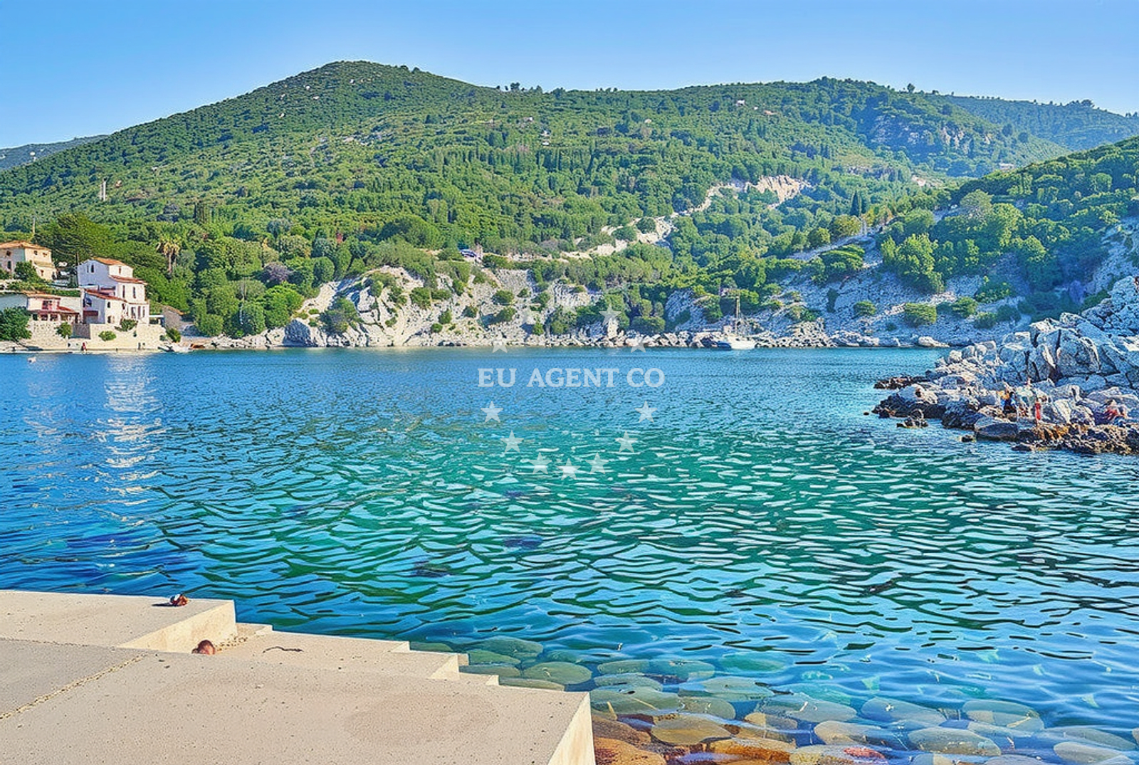 Sea and coastal view of Rubin, Zastražišće (Hvar) Beach in Rubin