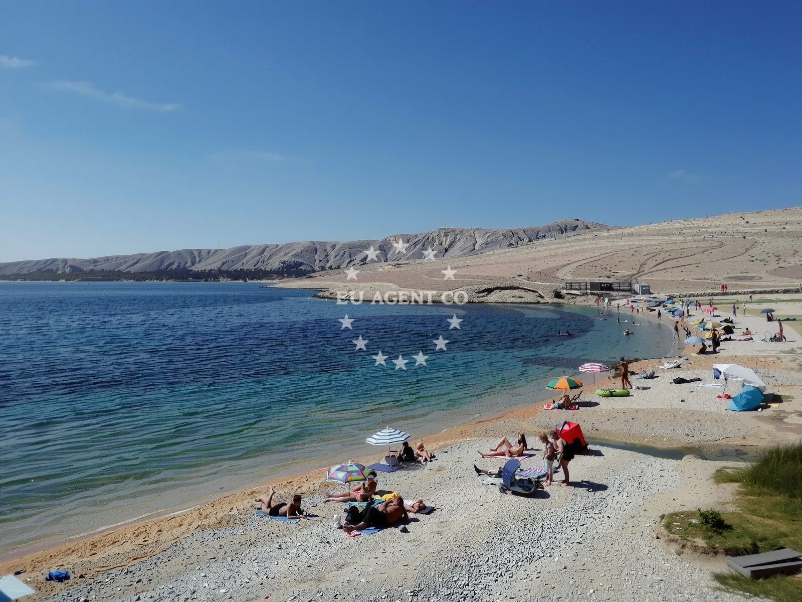 Beach facilities and surroundings at Rucica beach in , Metajna