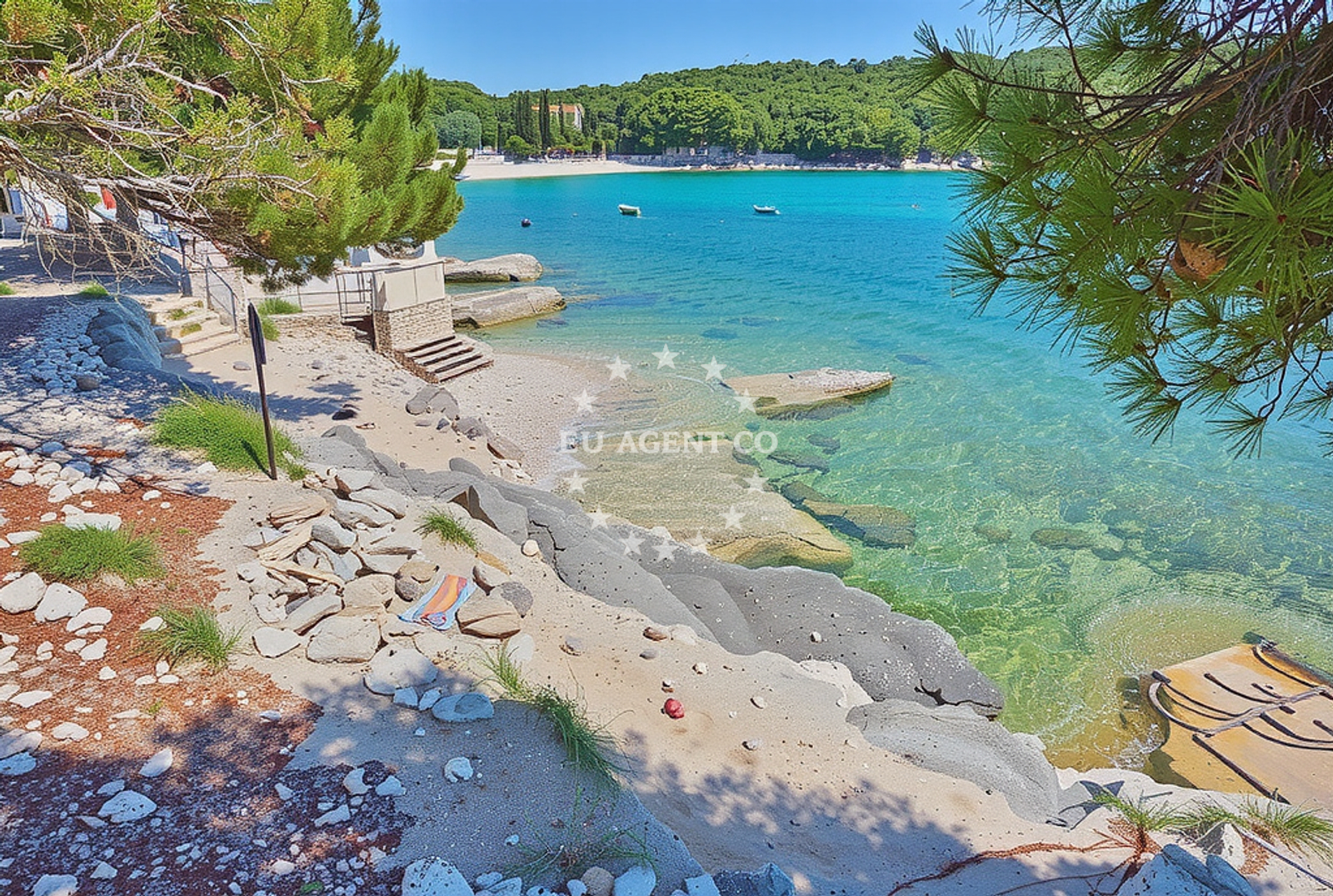 Sea and coastal view of Rupice, Banjole Beach in Rupice
