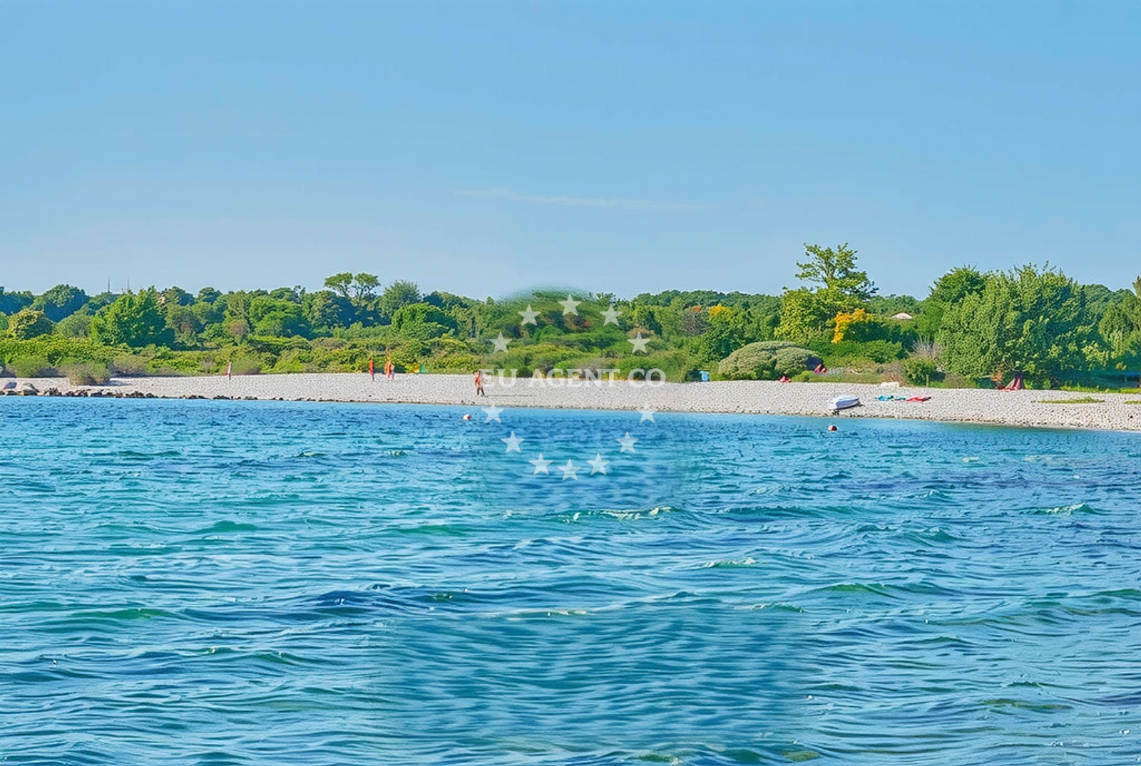 Shoreline and swimming area at Rupina, Peroj Beach in Rupina