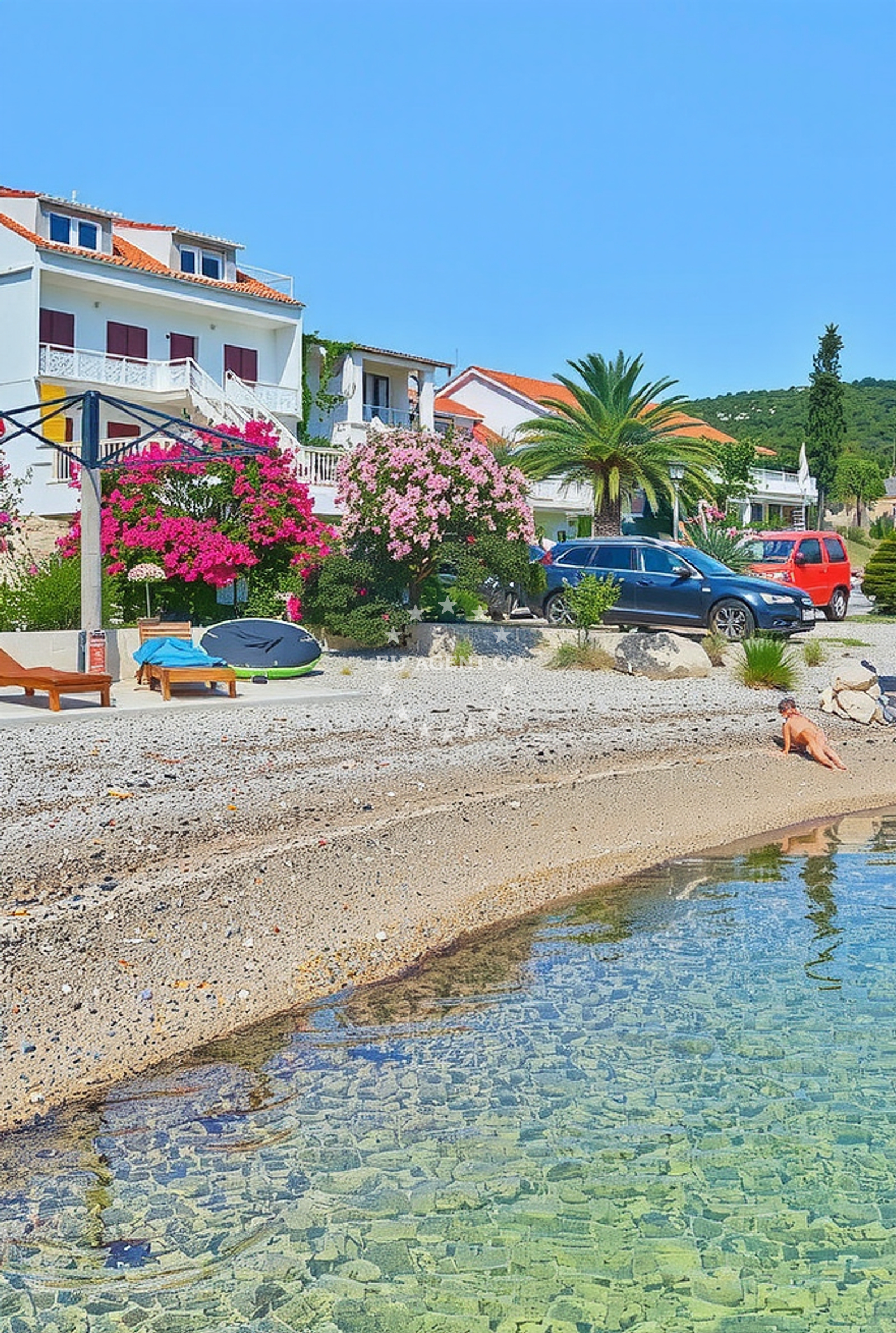 Shoreline and swimming area at Ruža vjetrova, Drače Beach in Ruža vjetrova