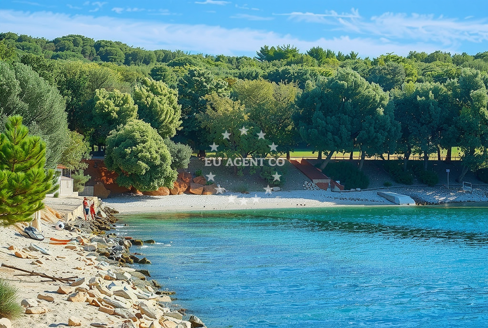 Beach facilities and surroundings at Saccorgiana (Sakućani), Pula Beach in Saccorgiana (Sakućani)