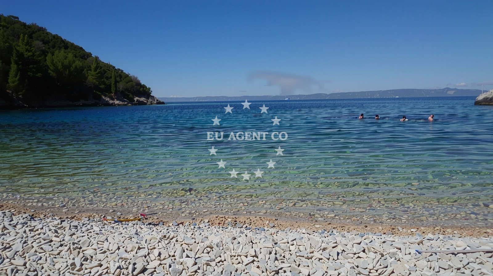 Sea and coastal view of Samograd Bay in , Račišće