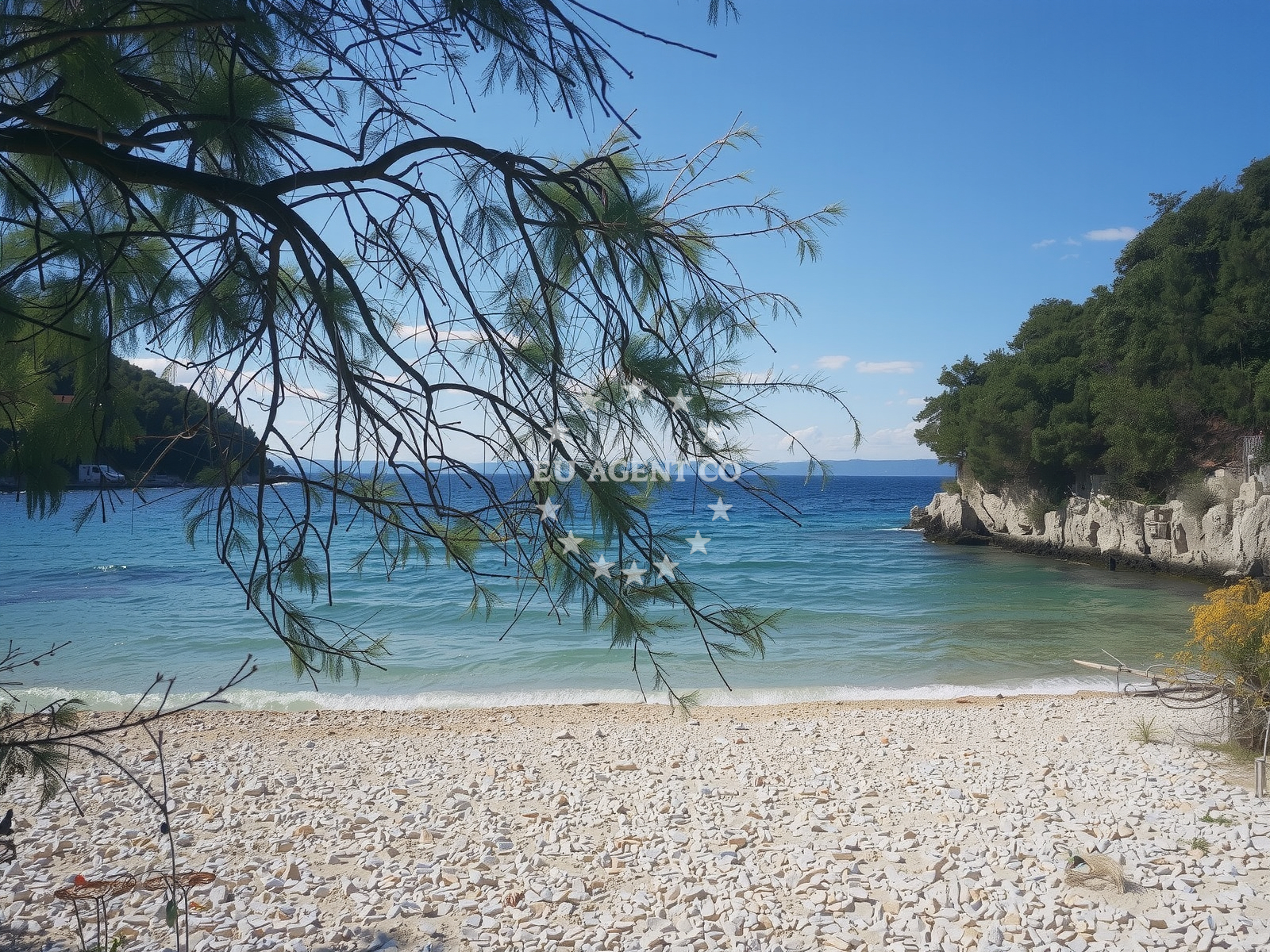 Beach facilities and surroundings at Samograd Bay in , Račišće