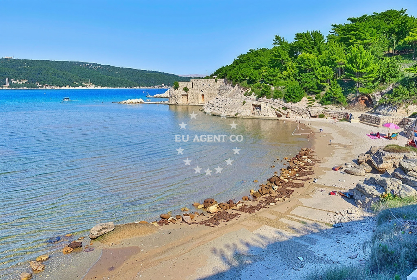Sea and coastal view of Saramić 2, Lopar (Rab) Beach in Saramić 2