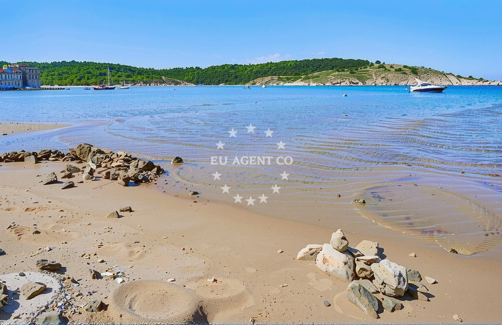 Sea and coastal view of Saramić 3, Lopar (Rab) Beach in Saramić 3