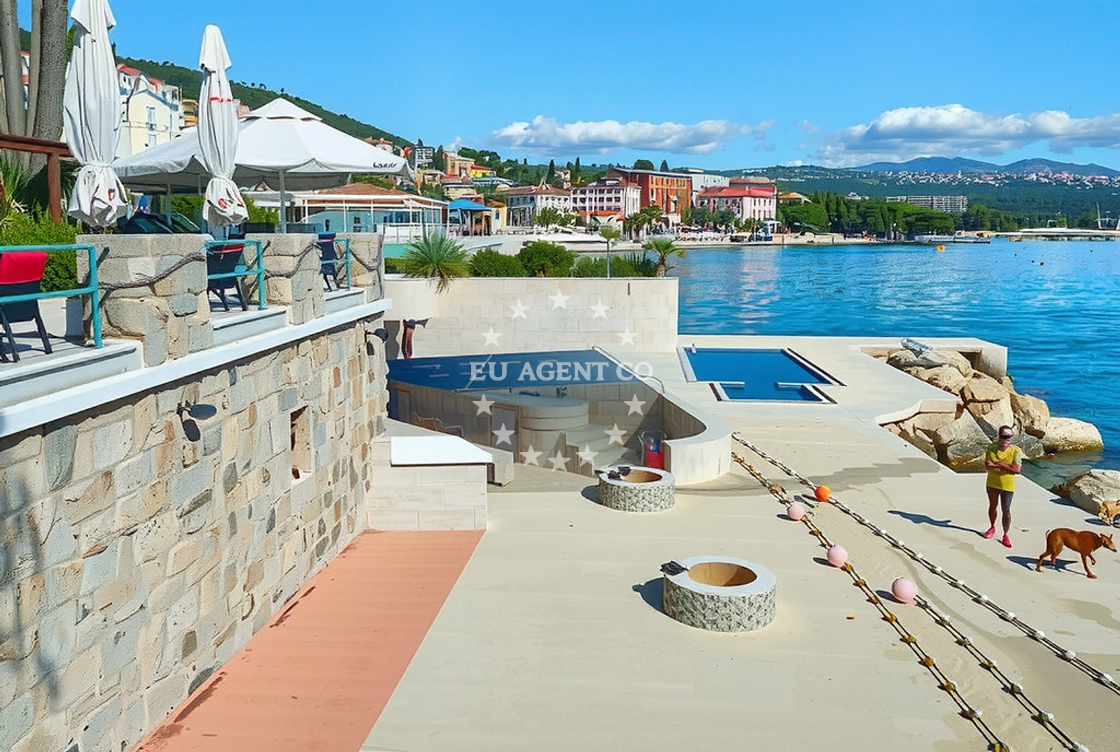 Shoreline and swimming area at Savoy, Opatija Beach in Savoy