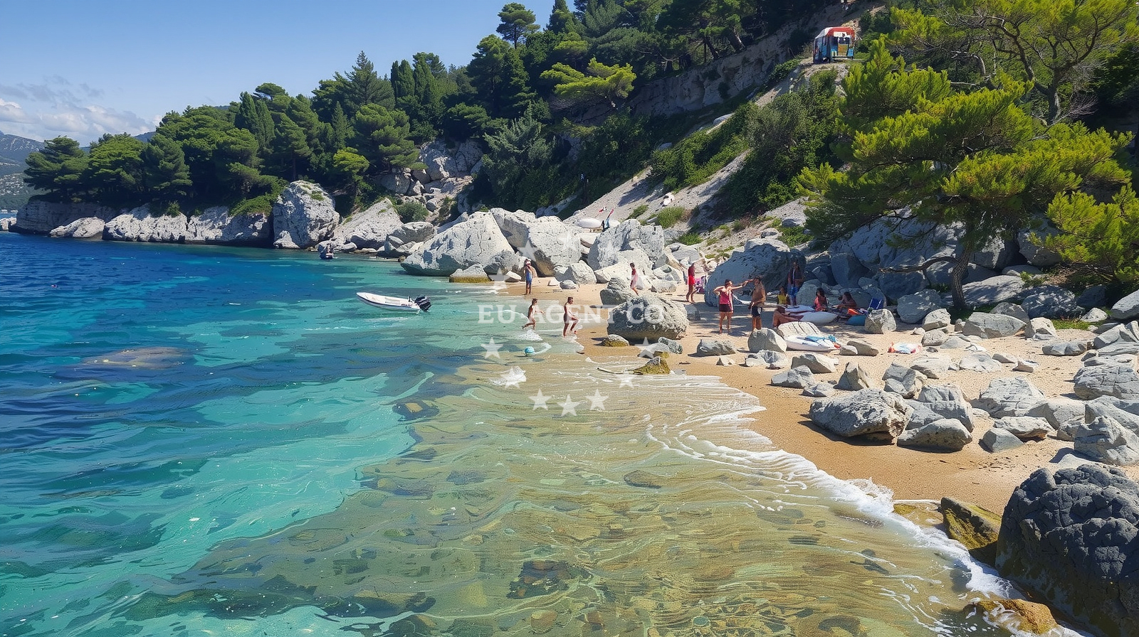 Shoreline and swimming area at Secret Beach Zuljana in , Žuljana