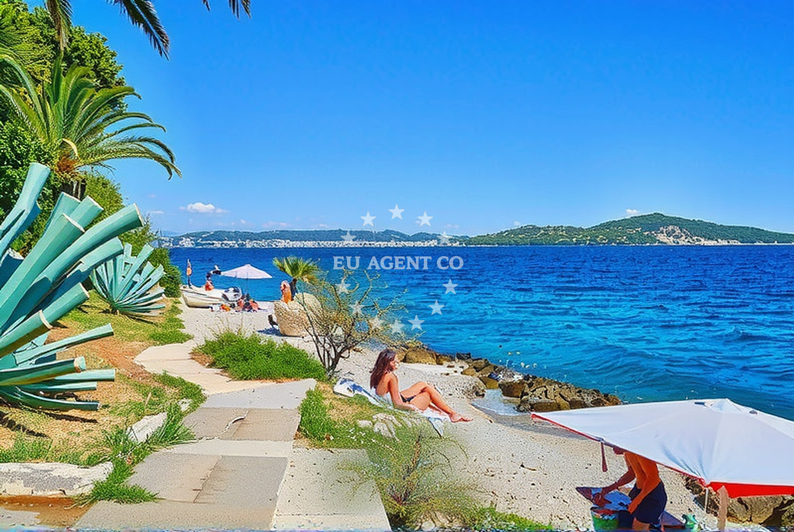 Shoreline and swimming area at Sedlo, Seget Vranjica Beach in Sedlo