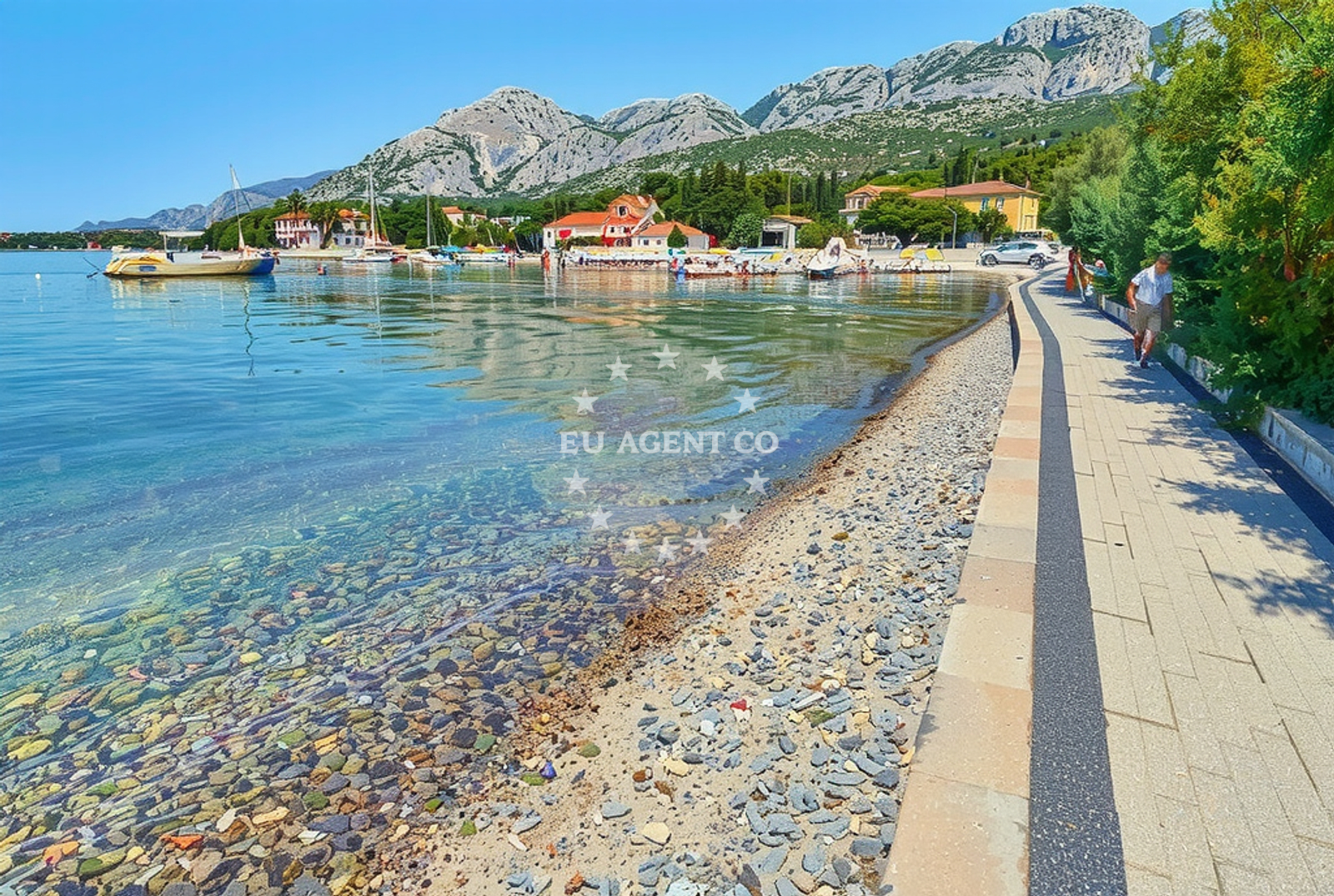 Sea and coastal view of Seline centar, Seline Beach in Seline centar