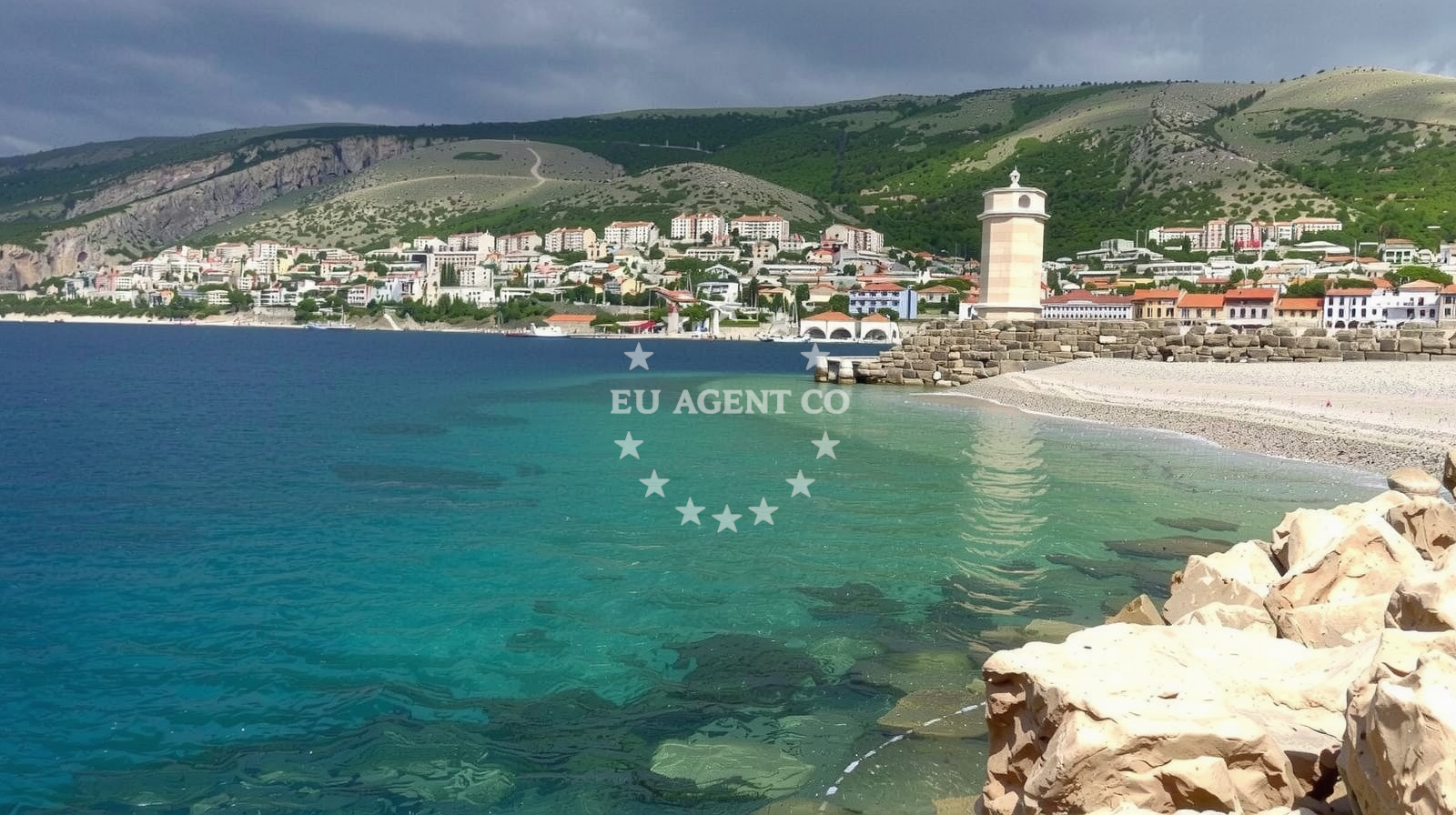 Shoreline and swimming area at Senj beach in Ul. Augusta Šenoe 19, Senj