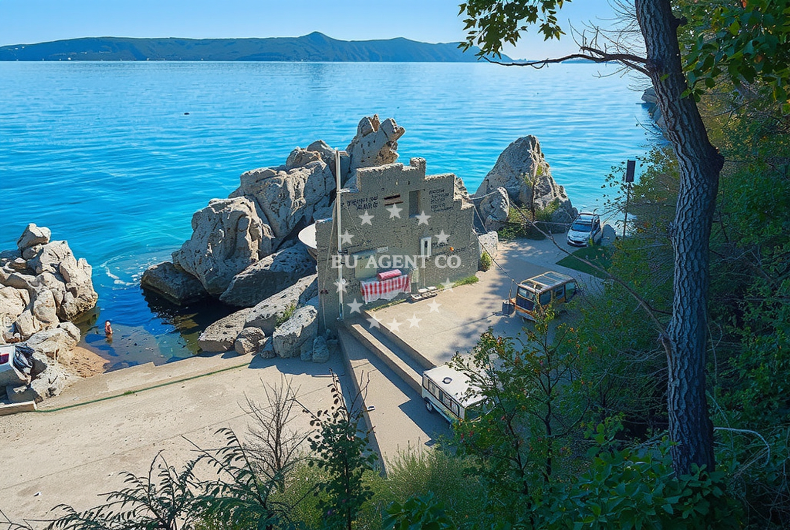 Sea and coastal view of Senjavac, Mošćenička Draga Beach in Senjavac