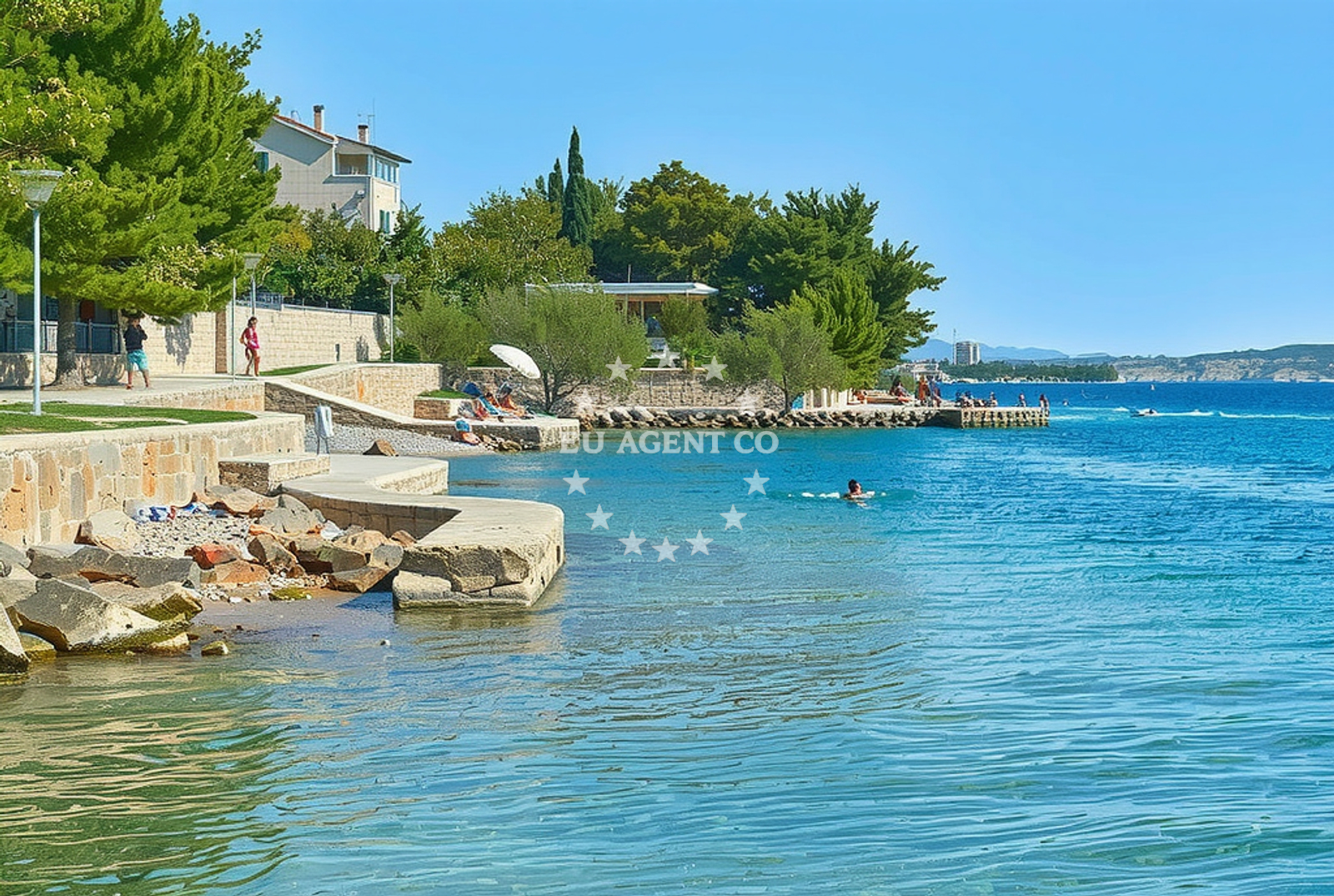 Shoreline and swimming area at Senjski porat zapad, Starigrad Beach in Senjski porat zapad