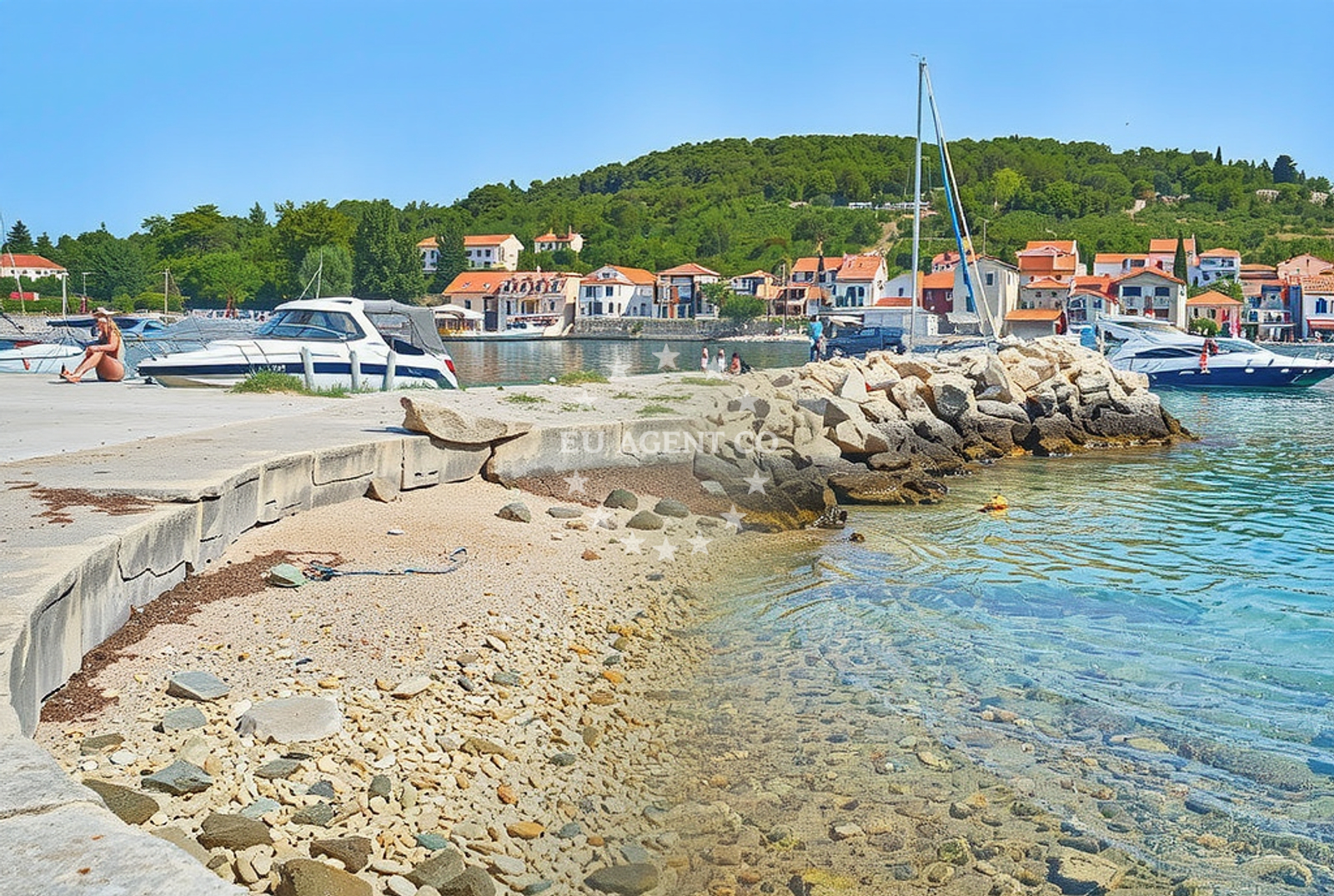 Sea and coastal view of Sidrište, Prvić Luka (Prvić) Beach in Sidrište
