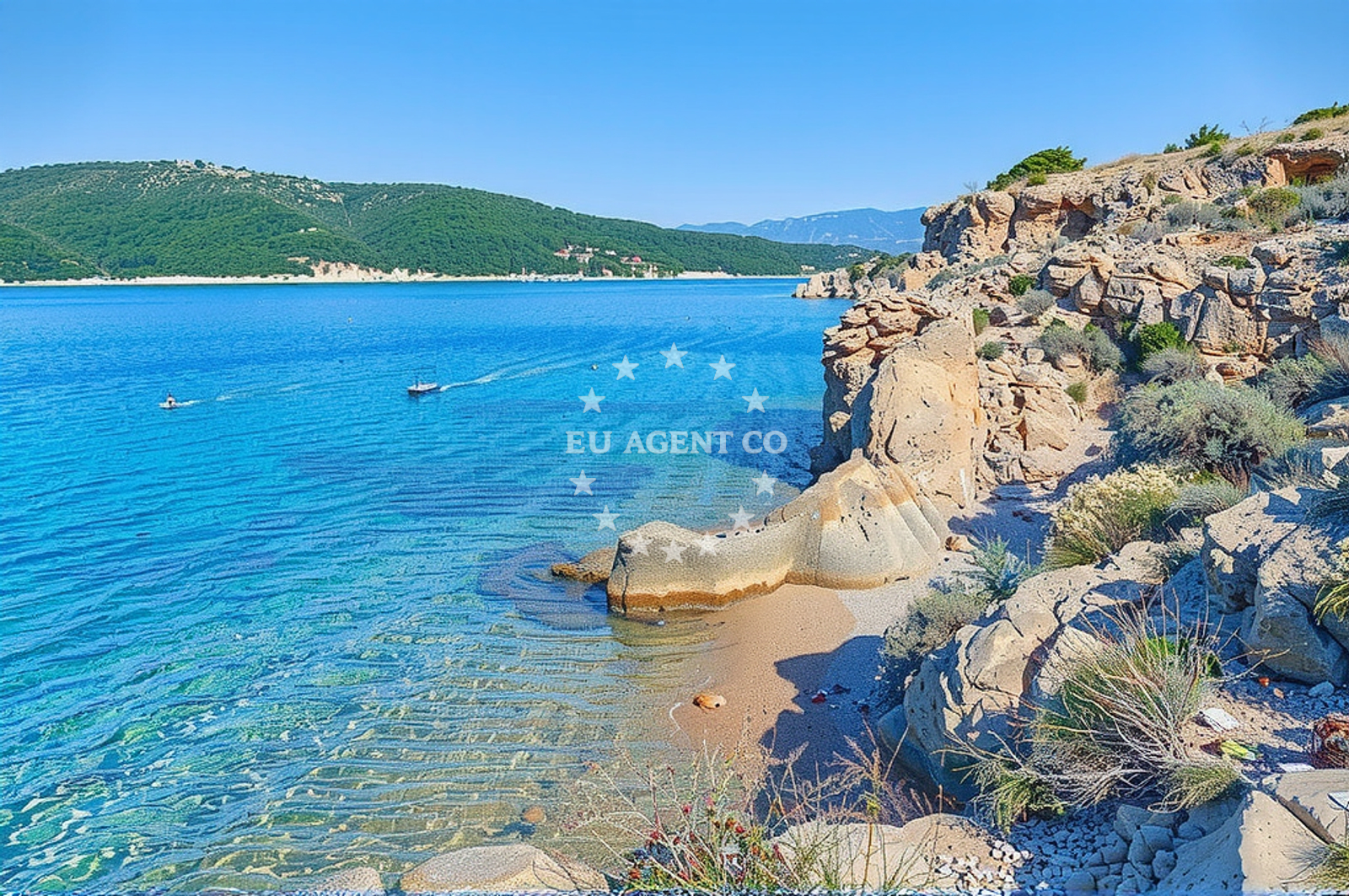 Sea and coastal view of Šilo 3, Lopar (Rab) Beach in Šilo 3