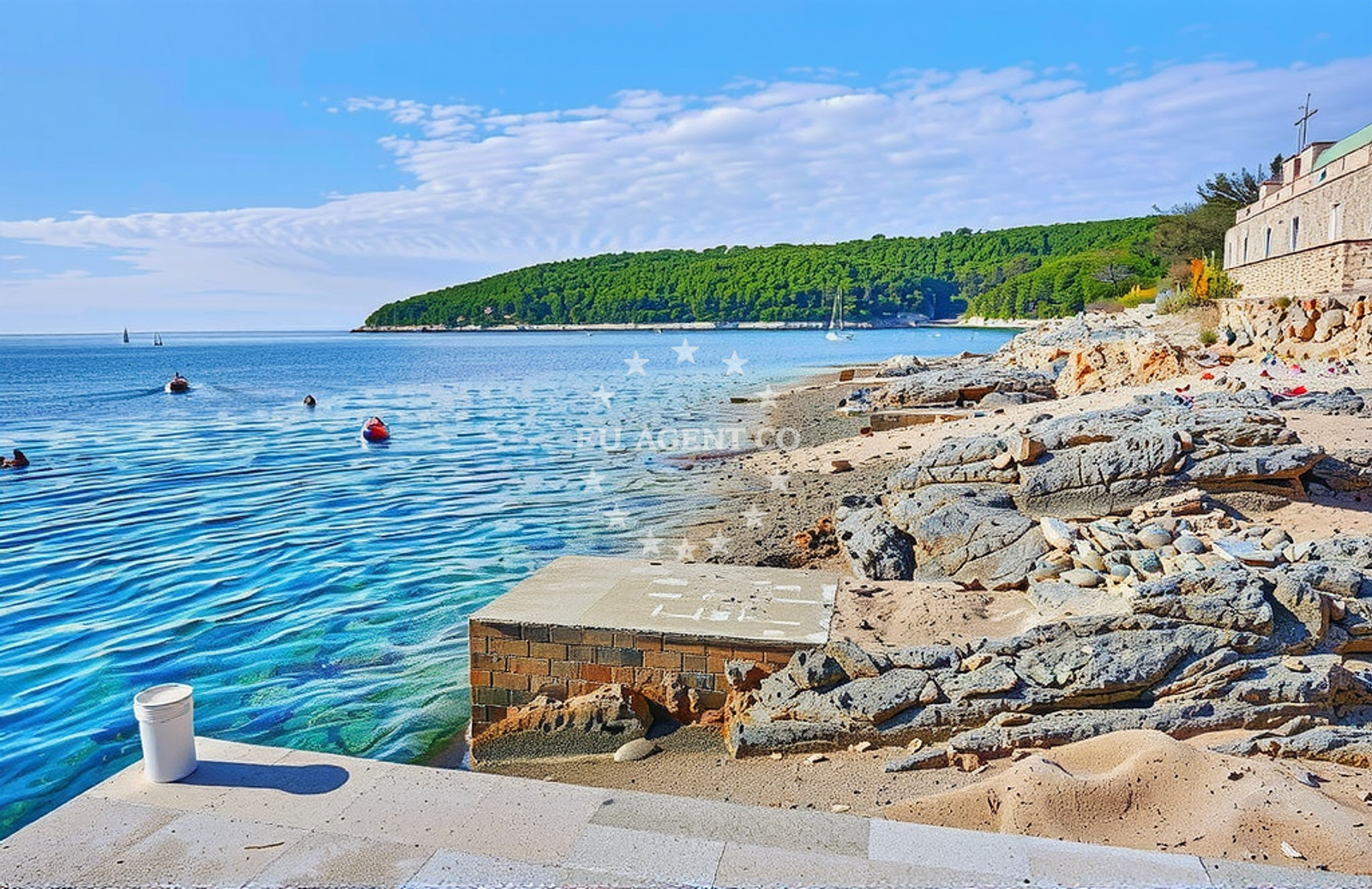 Sea and coastal view of Široka, Vela Luka (Korčula) Beach in Široka