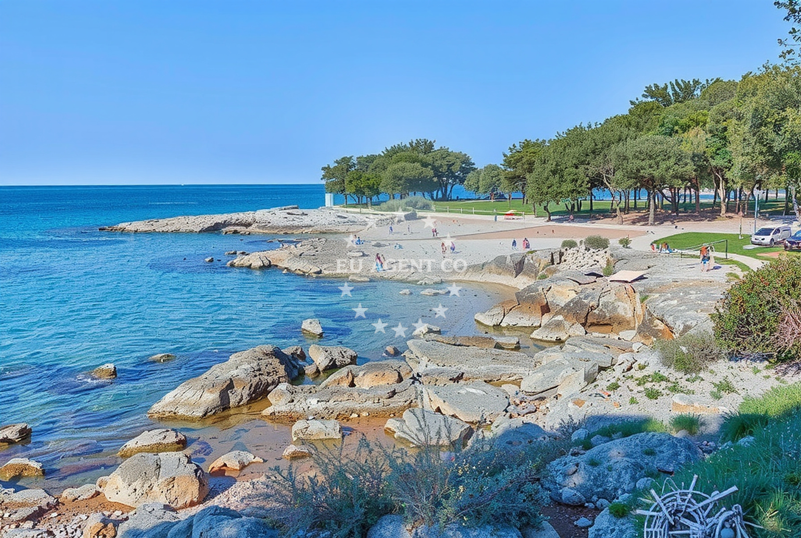 Sea and coastal view of Šjole, Vrsar Beach in Šjole