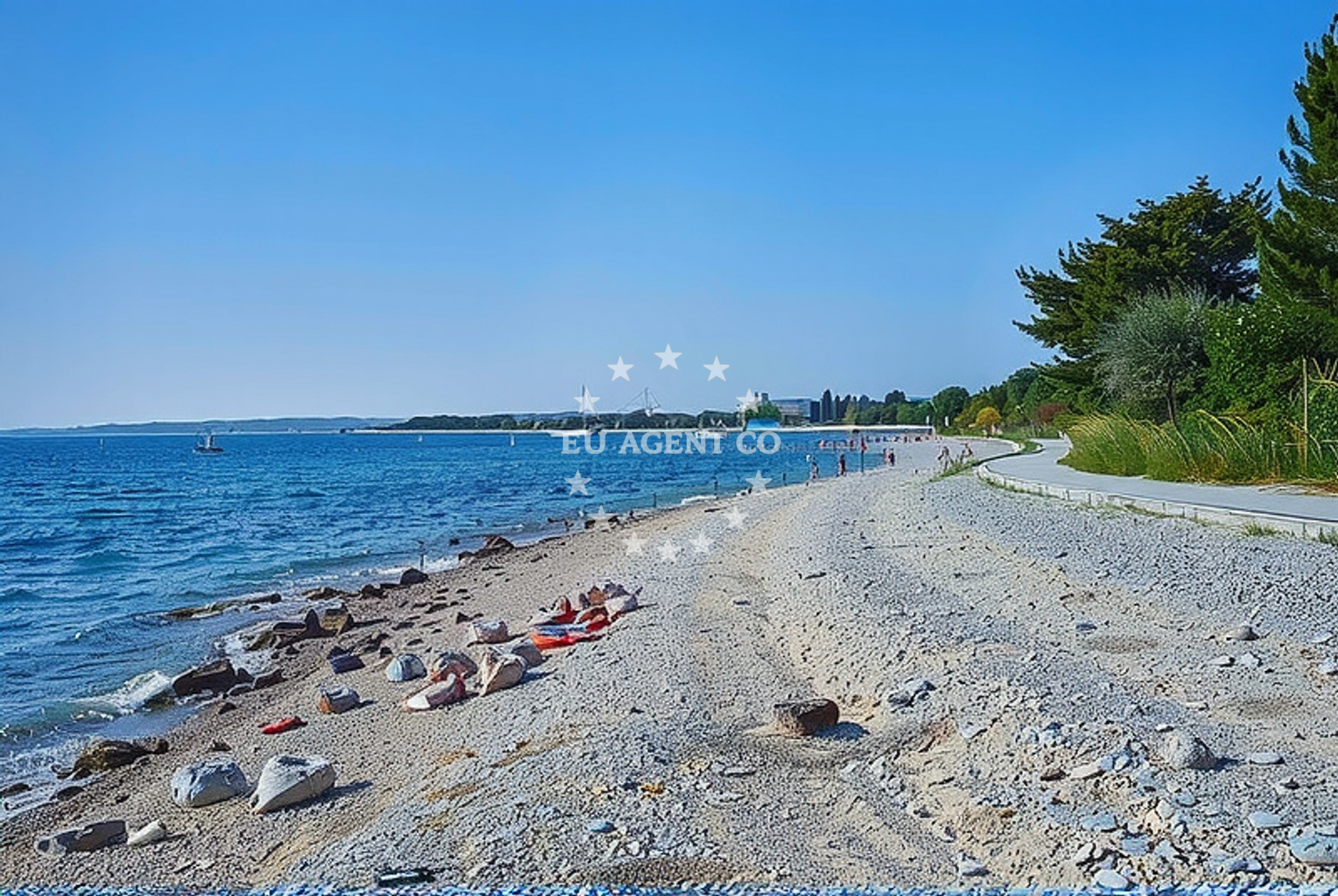 Shoreline and swimming area at Skala, Peroj Beach in Skala