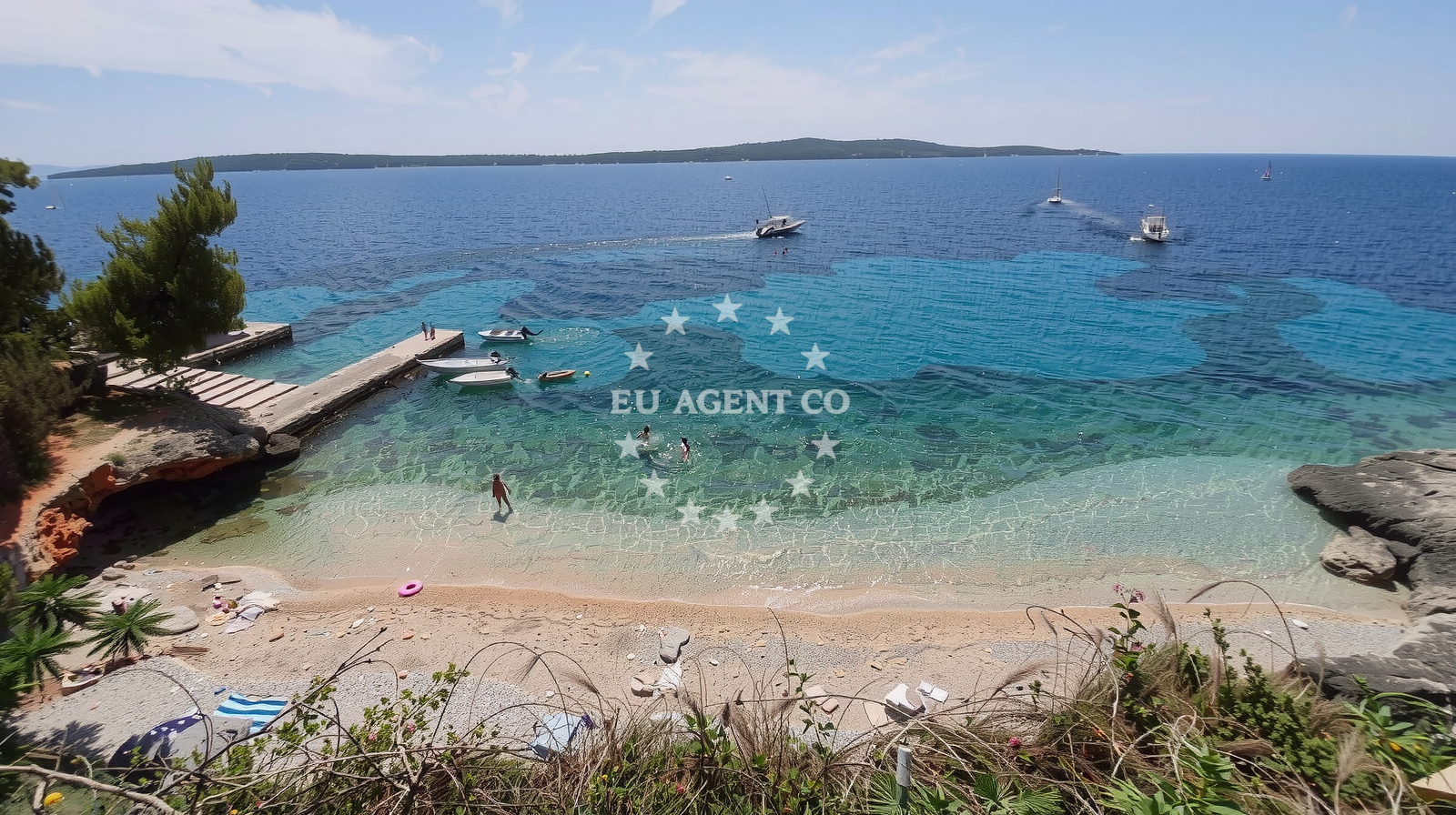 Overview of Skalinada beach in , Jelsa