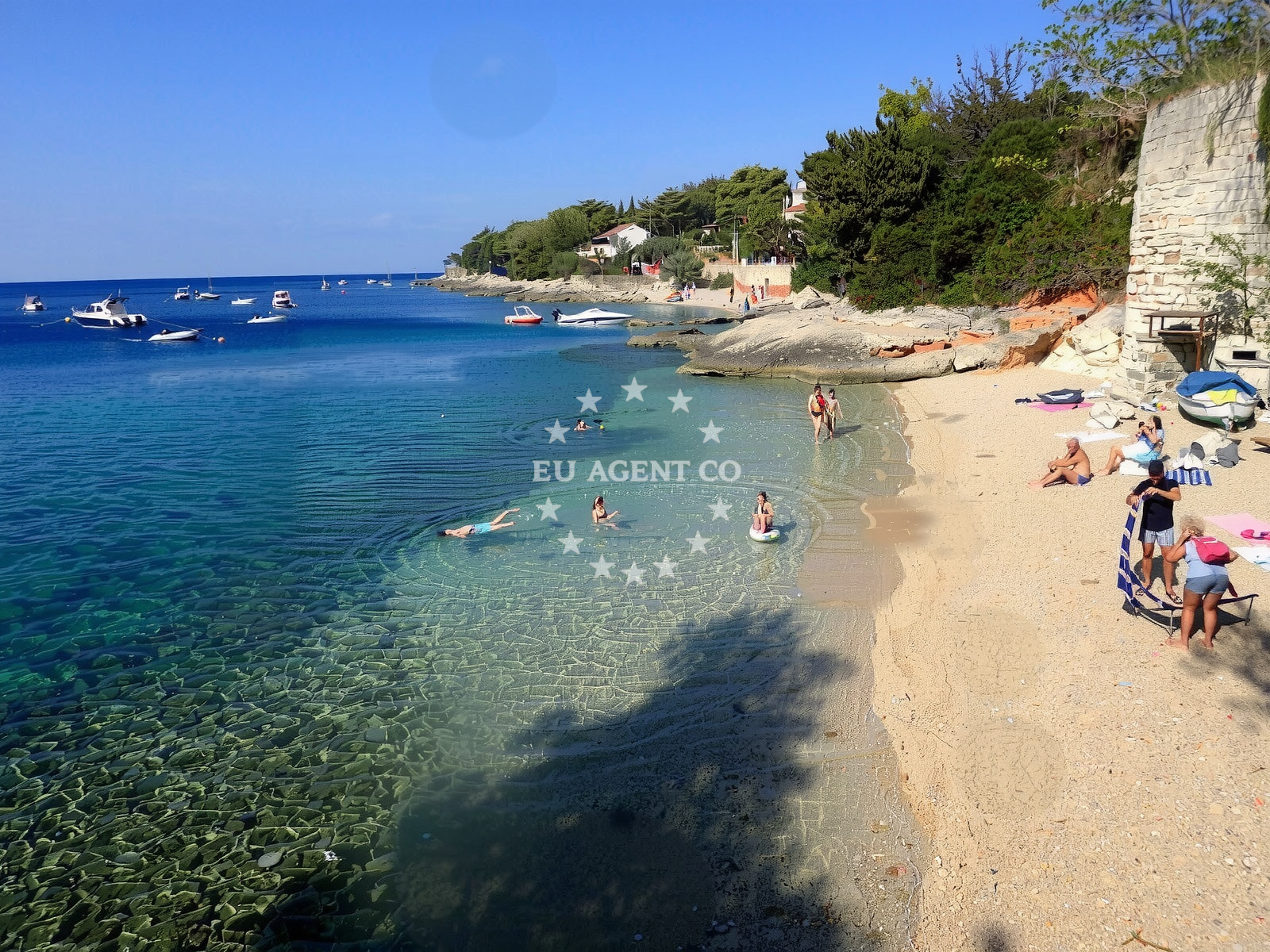 Beach facilities and surroundings at Skalinada beach in , Jelsa