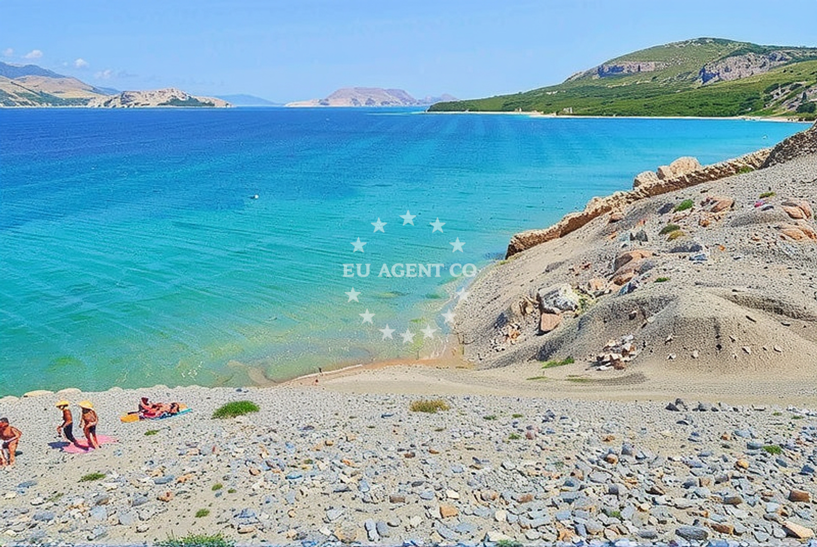 Sea and coastal view of Škarić jug, Kolan (Pag) Beach in Škarić jug