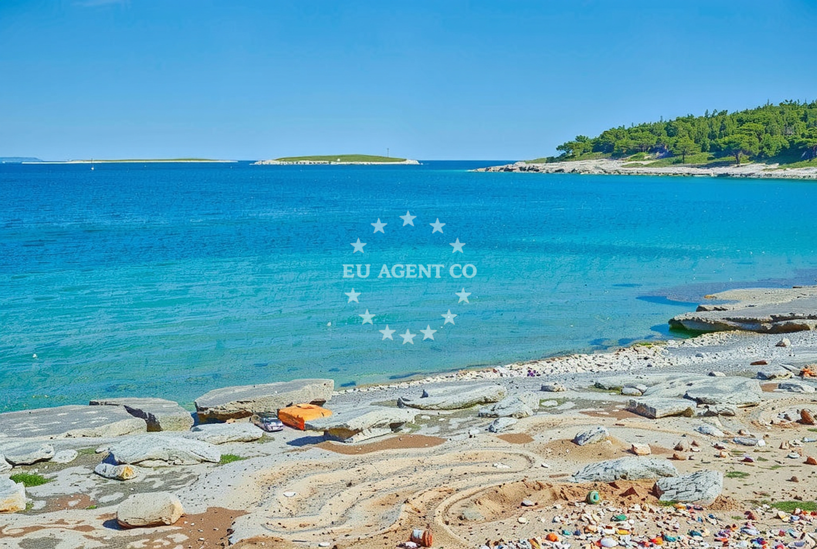 Shoreline and swimming area at Škokovica, Premantura Beach in Škokovica