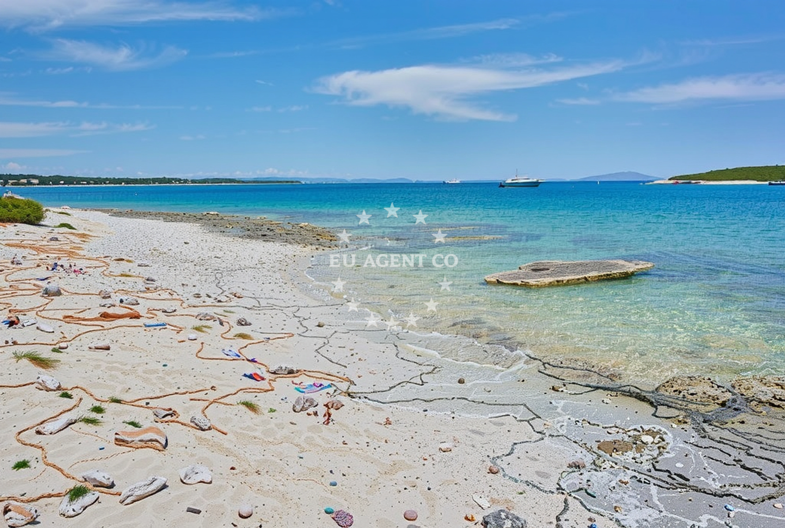 Sea and coastal view of Školjić Stupice, Premantura Beach in Školjić Stupice