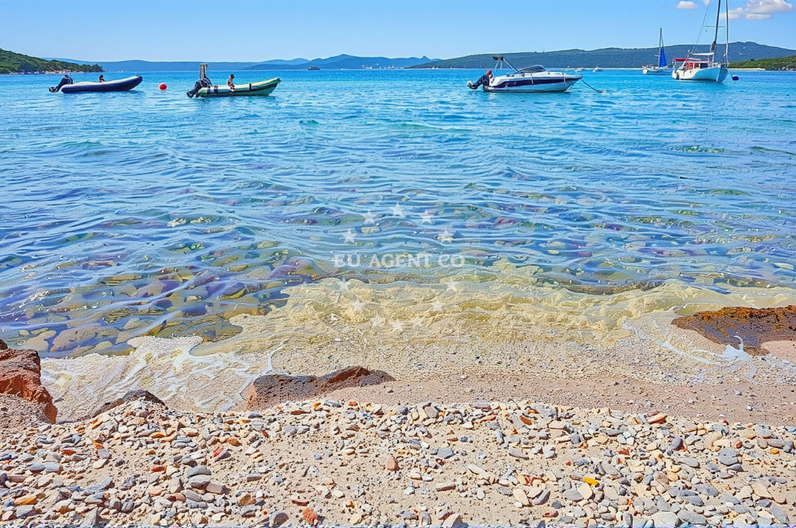 Sea and coastal view of Skrača jug, Ugljan (Ugljan) Beach in Skrača jug