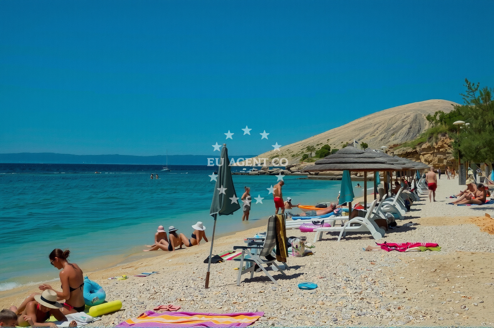 Overview of Skrila beach in Stara Baska 1, Stara Baška