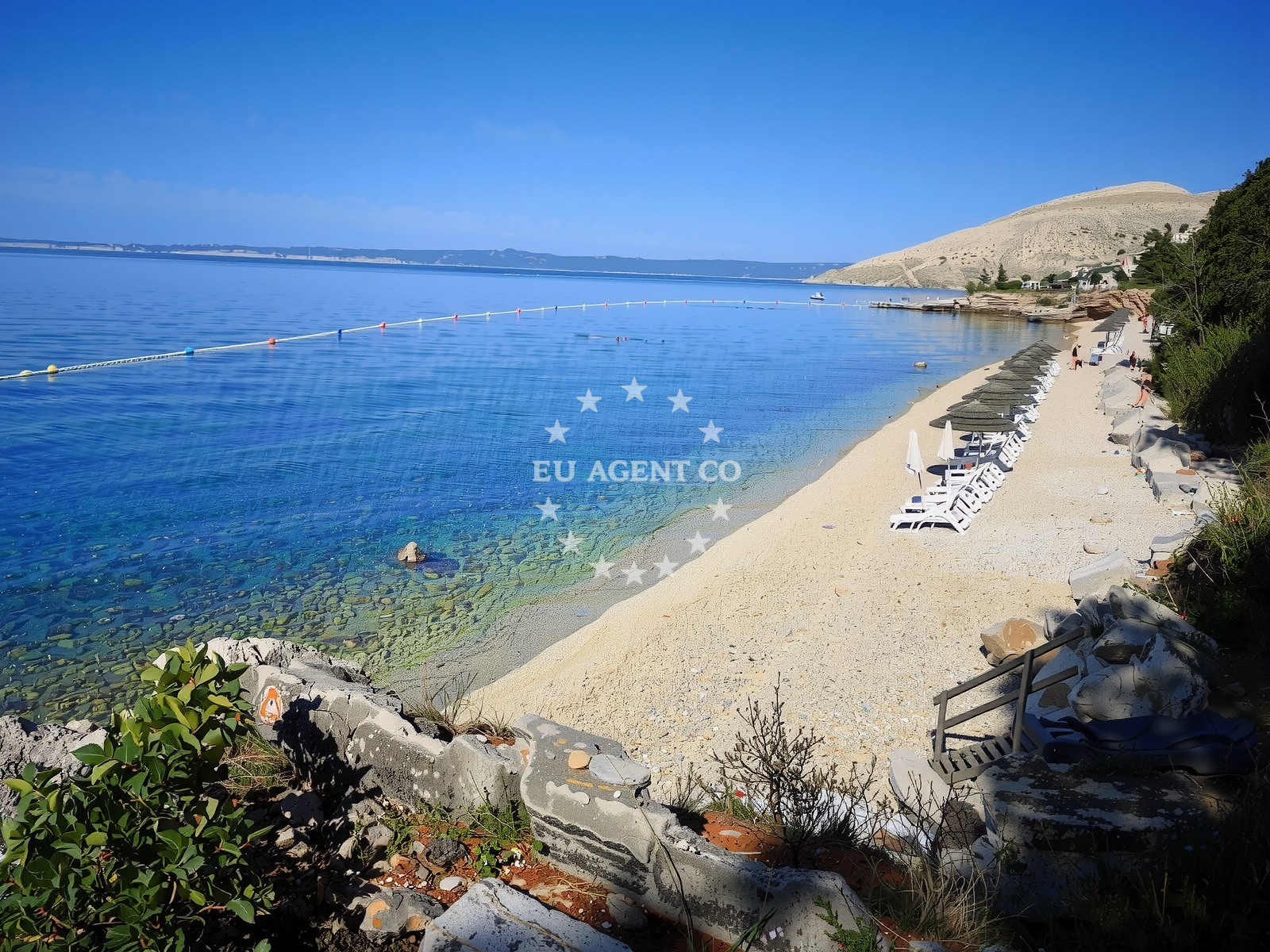 Sea and coastal view of Skrila beach in Stara Baska 1, Stara Baška