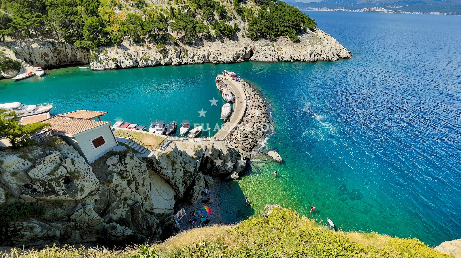 Sea and coastal view of Skrivena Plaza Pod Kovac in Frankopanska 20, Vrbnik