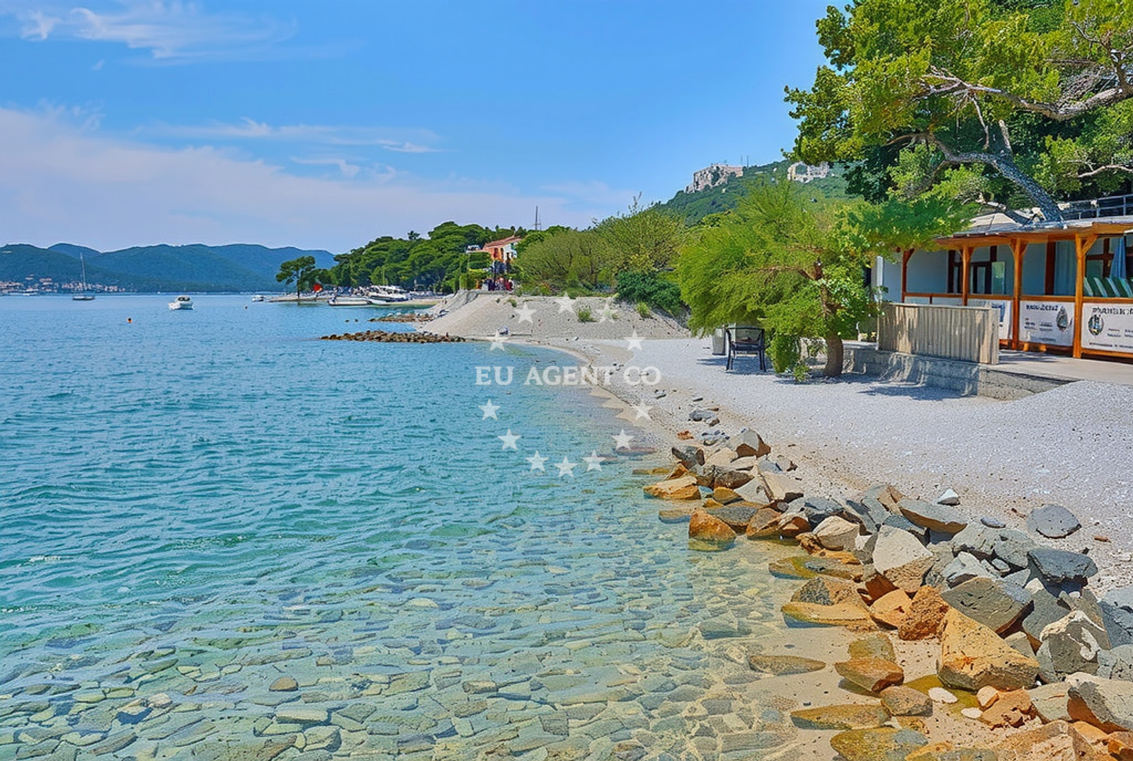 Shoreline and swimming area at Škvar istok, Orebić Beach in Škvar istok