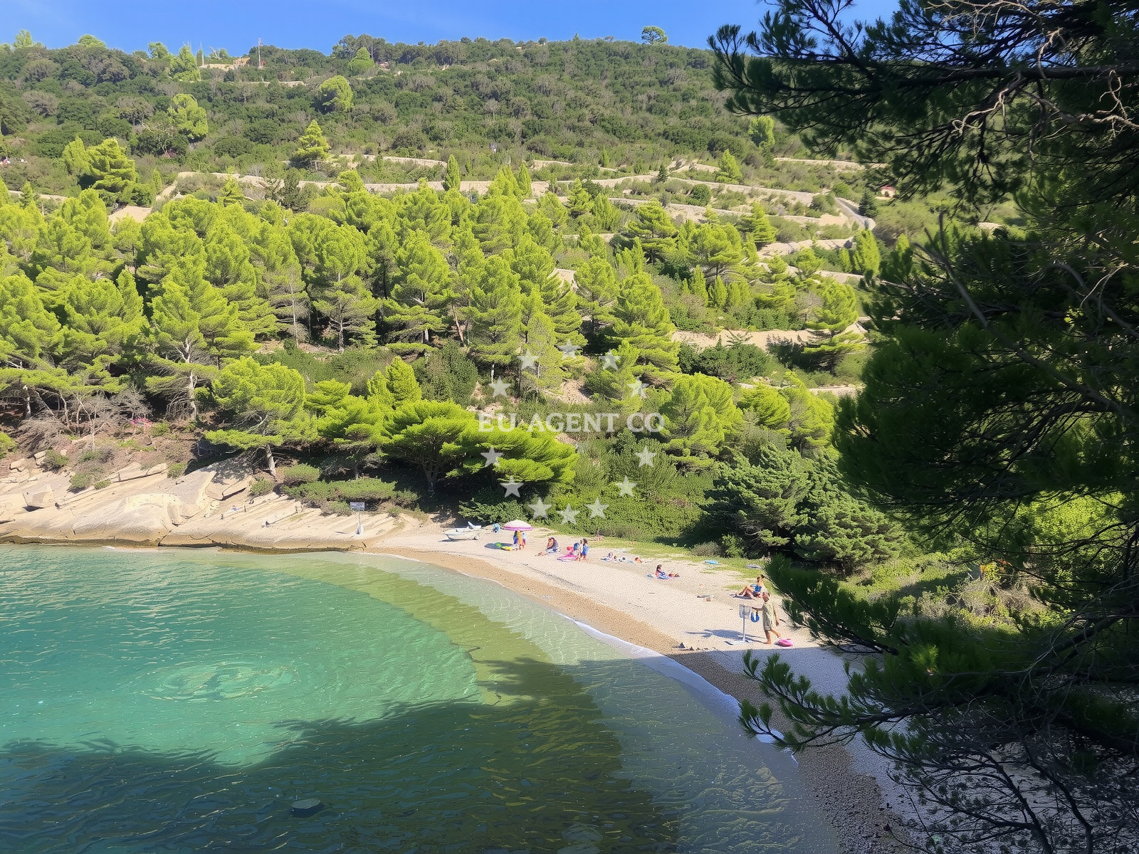 Shoreline and swimming area at Slatina Bay in dol 8, Vis
