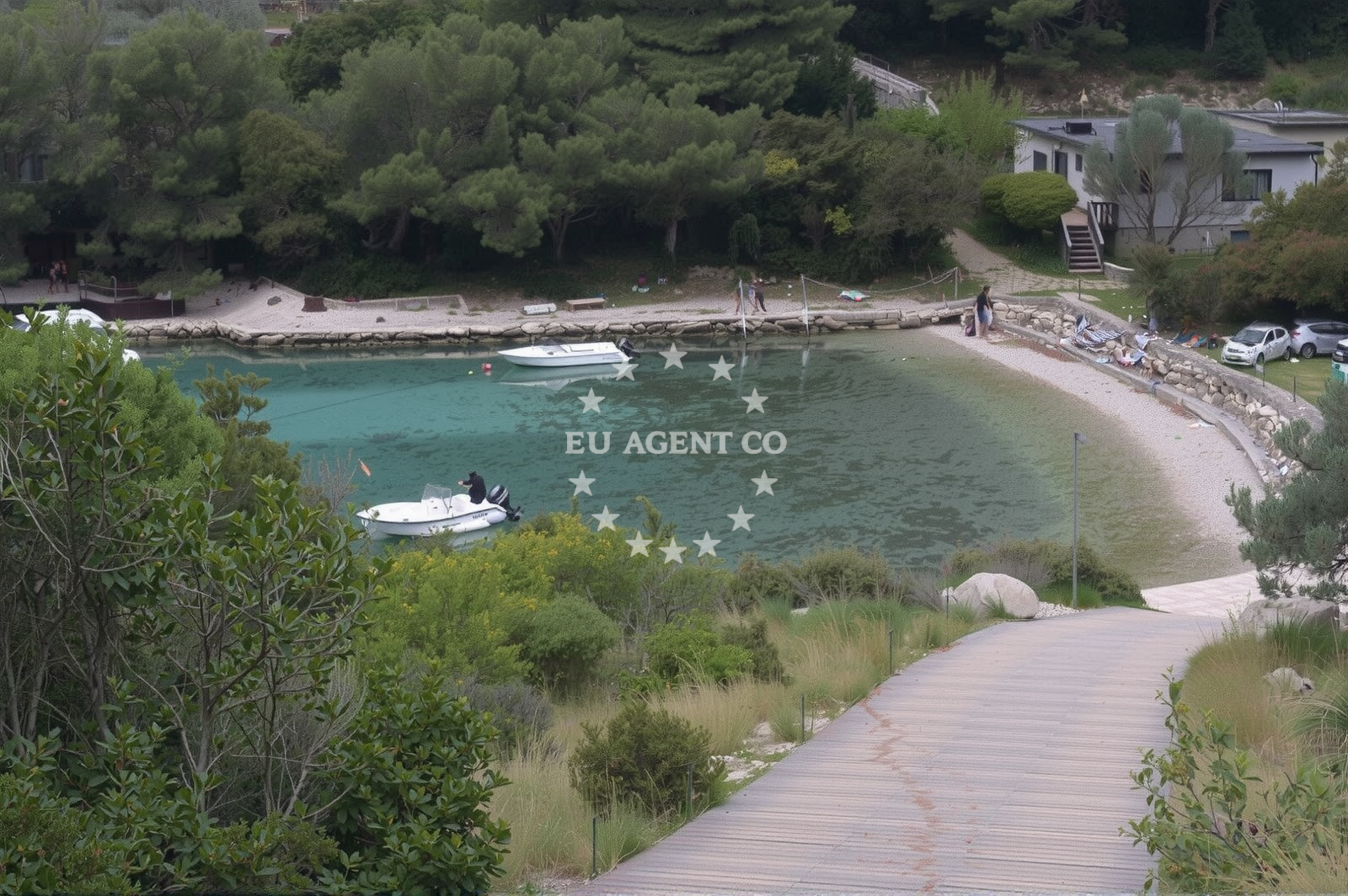 Sea and coastal view of Slatina beach in Uvala Poplat Broj 40, Vela Luka