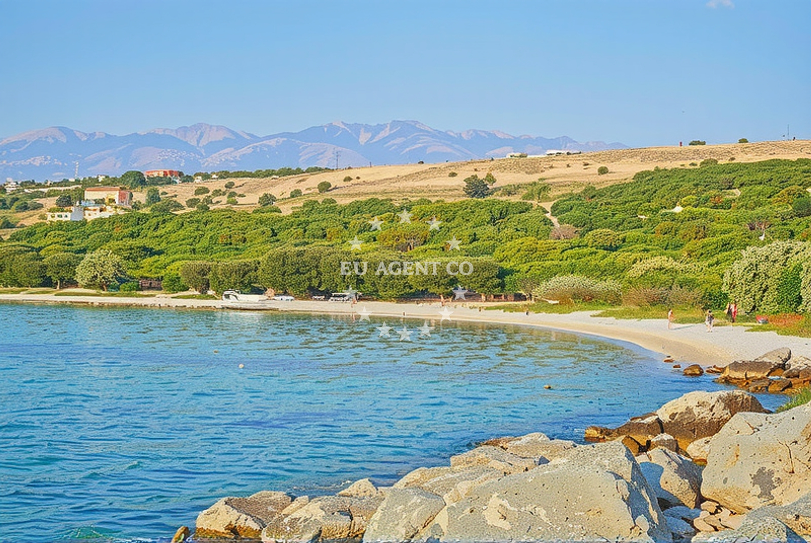 Sea and coastal view of Slatina (Girenica) sjever, Kolan (Pag) Beach in Slatina (Girenica) sjever