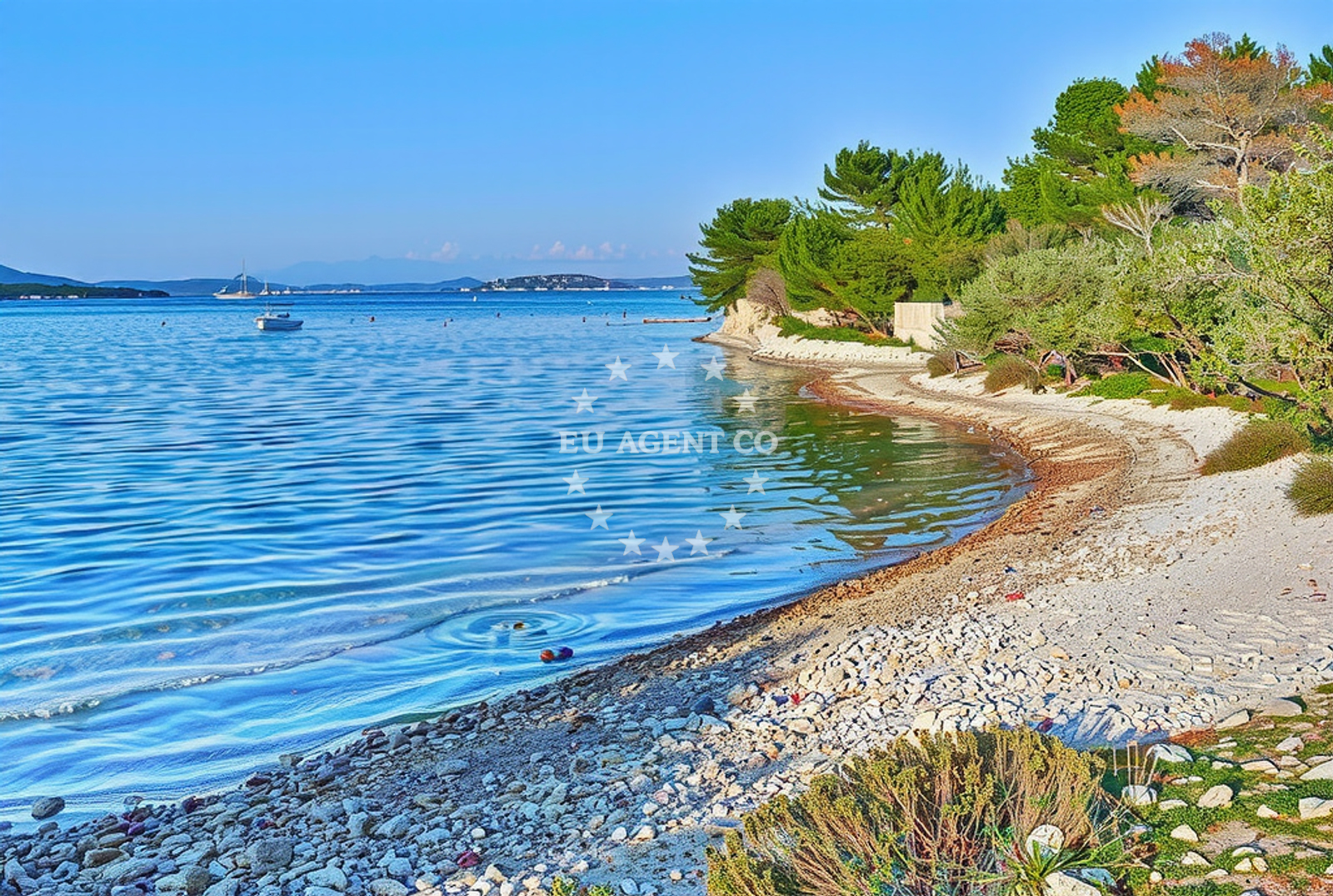 Beach facilities and surroundings at Slatine istok, Veli Rat (Dugi otok) Beach in Slatine istok