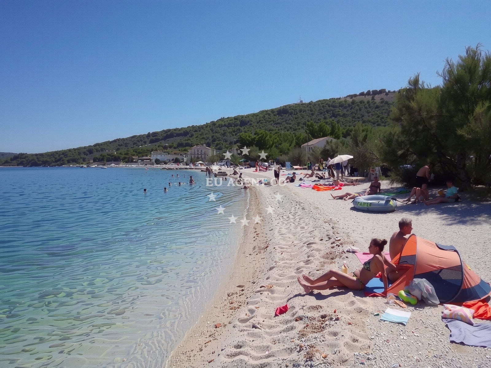 Sea and coastal view of Slatine IV beach in , Slatine