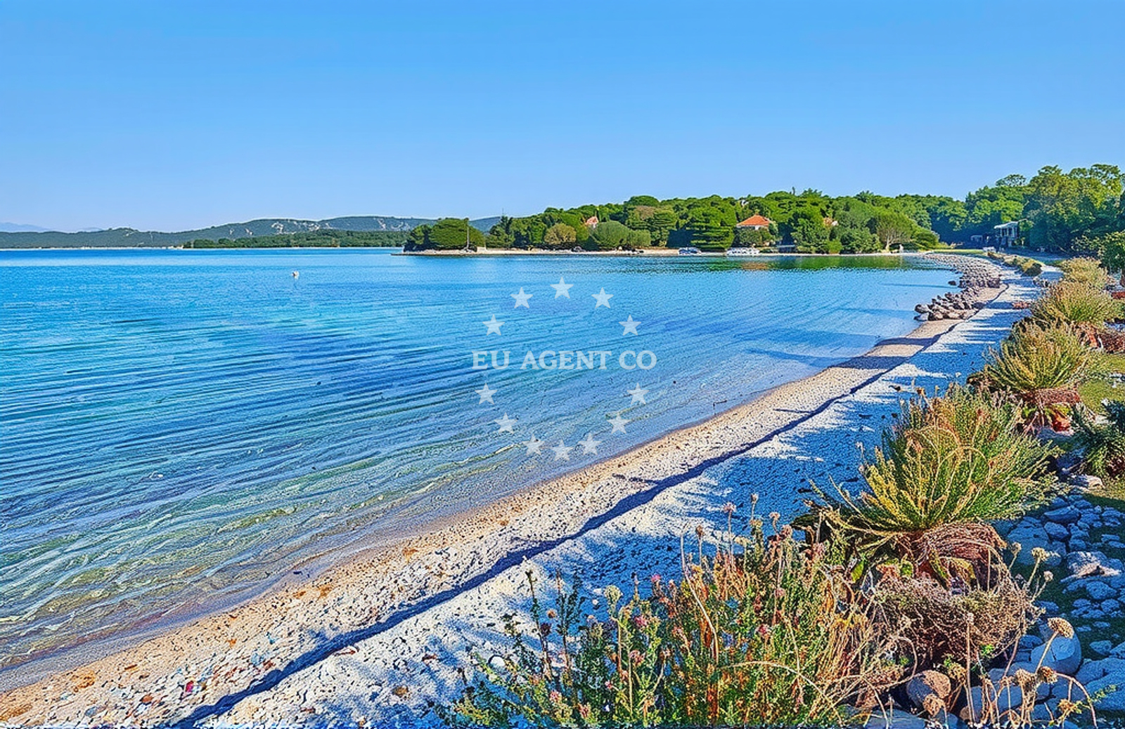 Shoreline and swimming area at Slatine sredina, Veli Rat (Dugi otok) Beach in Slatine sredina