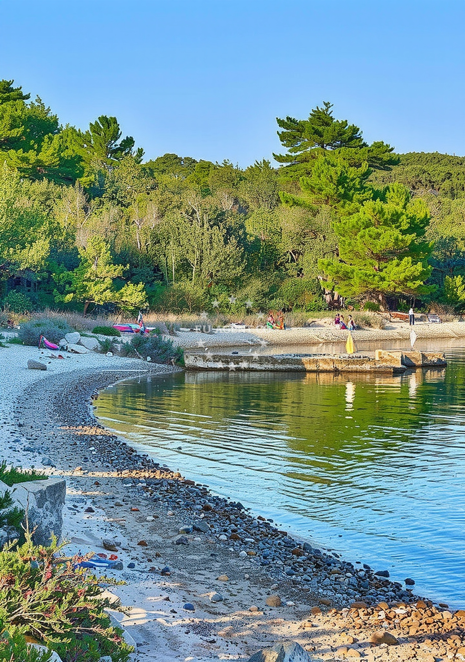 Shoreline and swimming area at Slatine zapad, Veli Rat (Dugi otok) Beach in Slatine zapad